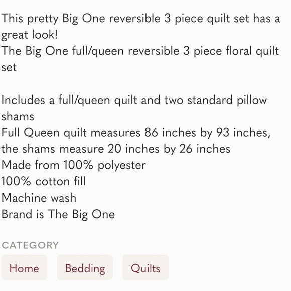 The Big One Reversible Queen Quilt - Picture 5 of 5